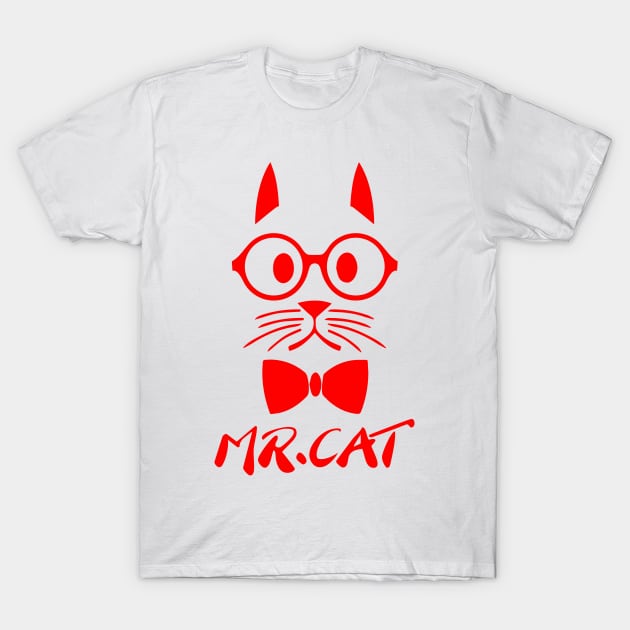 Red Mr Cat T-Shirt by anbartshirts